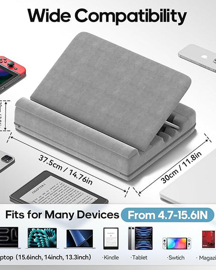 Heyife Laptop Desk for Lap with Cushion, Computer Lap Desk Laptop Pillow for Couch, Bed, Car, Adjustable Computer Pillow Stand As Carrying Case for up to 15'' PC/Mac, Tablet, iPad, Kindle, Gray