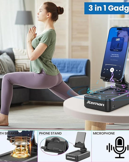 Cell Phone Stand with Wireless Bluetooth Speaker and Anti-Slip Base HD Surround Sound Perfect for Home and Outdoors with Bluetooth Speaker for Desk Compatible with iPhone/ipad/Samsung Galaxy