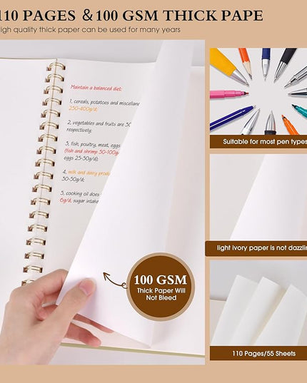 Blank Spiral Notebook Journal 8.5” x 11”, A4 Large Sketch Book for Women Men, 100 GSM Blank Paper Drawing Notebook, Plastic Hardcover Spiral Bound Sketchbook for Sketching Work School Writing, Yellow