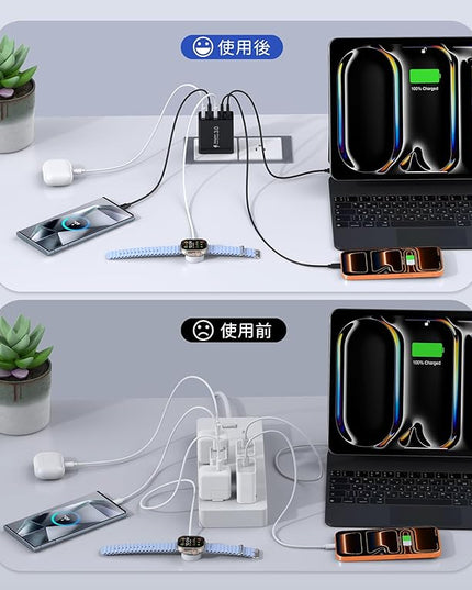 [2-Pack] USB C Wall Charger, 60W USB C Charger Block 5-Port PD Fast Charging Blocks,2USB C+3USB A Multiport Plug,Type C Power Adapter Brick Cube for iPhone 17/16/15/14/13/Pro,Samsung,for Switch（Black）