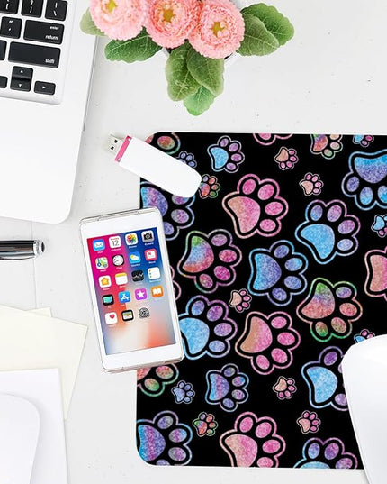 Dog Paw Square Mouse Pad,Non-Slip Rubber Base Mouse Pad,Home Office Decoration Desktop Accessory, Laptop Mouse Pad for Office Laptops,9.4x7.8x0.12in 2