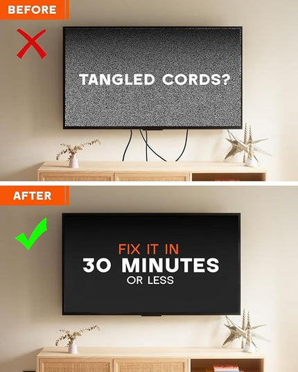 in-Wall Cable Management Kit for TV & Soundbar - Cord Concealer & Power Kit with Circle Saw & Drywall Hand Saw - Hides All Cables & Powers Devices