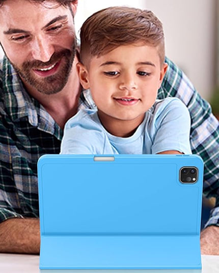 ZryXal iPad Pro 11 Inch Case (M5) 2025/ (M4) 2024 (Model: A2836/A2837/A3006), Trifold Stand Smart Cover with Pencil Holder and Soft TPU Back, Auto Wake/Sleep (Ocean Blue)