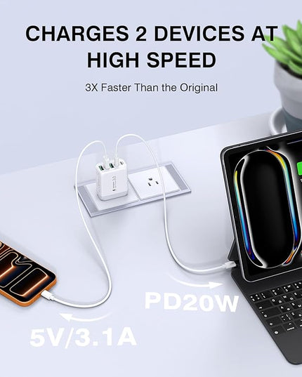 USB C Wall Charger Block, 2Pack 60W 5-Port C Charger Fast Charging Block PD Power Adapter +QC 3.0 Multiport Type C Box Brick Cube USB A Wall Plug for iPhone 15/16/17 Pro Max Plus, iPad,Samsung Galaxy