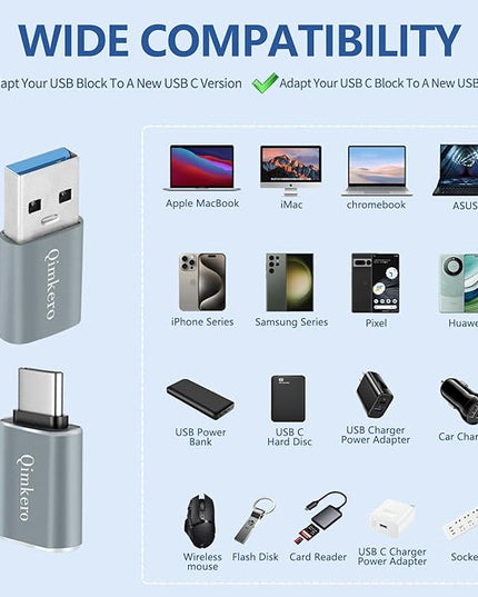 USB C OTG Adapter Set - [2X Type C Female to USB A Male + 2X USB C Male to A Female] - Compatible with iPhone 15/14/13/12 Pro Max, AirPods Pro 2, Apple Watch, iPad Pro, Samsung S23/S22, PS5