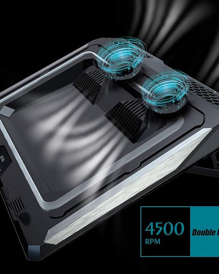 IETS GT300 Double Blower Laptop Cooling Pad for 14-17 Inch Gaming Laptop, Cooler Pad with Dust Filter, Flexible Rubber Ring, Colorful Lights,Adjustable Mount Stand,Third Gear Speed
