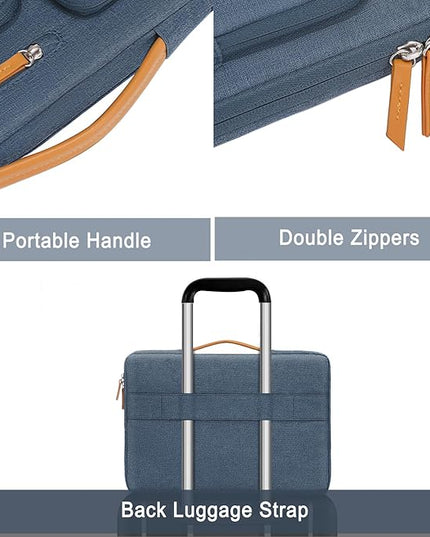 MOSISO 360 Protective Laptop Case 15 inch, 15 inch Laptop Sleeve Compatible with MacBook Air M4 M3 M2 2025 2024 2023, Dell XPS Plus, Side Open Carrying Case with 4 Zipper Pockets&Handle, Haze Blue