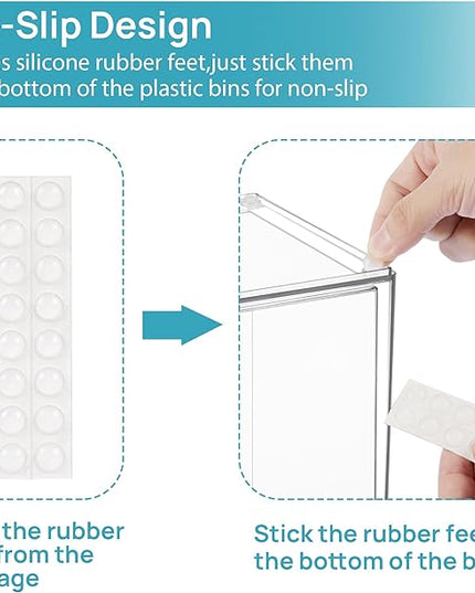 Vtopmart Clear Stackable Storage Drawers Set of 4, Plastic Organizer Bins for Makeup, Cosmetics, Beauty Supplies,Ideal for Vanity, Bathroom,Cabinet,Pantry Organization