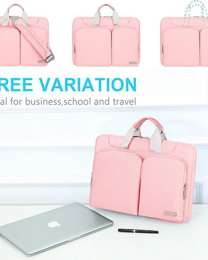 Lacdo 360° Protective Laptop Shoulder Bag, 14 inch Laptop Sleeve Bag for 14 inch New MacBook Pro M5/M4/M3/M2/M1 Chips Pro Max A3434 A3112 A3401 A3185 A2918 A2992 2025-2021 Computer Messenger Bag, Pink