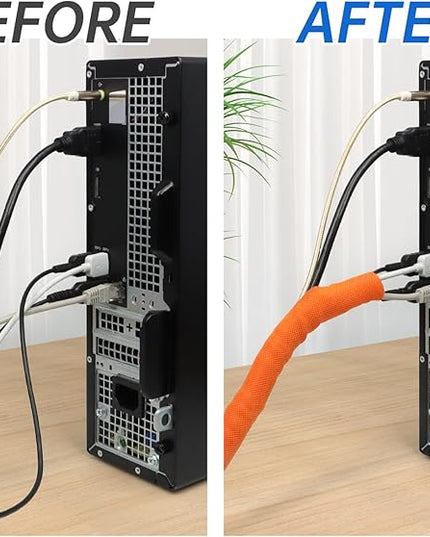 YOUBO Split Braided Cable Sleeve，Flexible Wire Loom Tubing, Automotive Cord Protector Pet Proof, Cable Management for Computer TV Electric Wires Harness 16ft (Orange, 19mm（3/4")