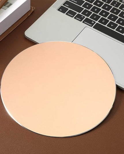 Premium Aluminum Metal Mouse Pad Mice Mat, 7.7 Inch Round Mouses Pads Gaming Office Home Mice Mat, Waterproof Surface Cute Computer Small Flat Double Sided Mouse Pad for Men Women (Champagne Gold)