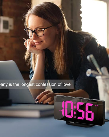Digital Alarm Clock, Large LED Digital Clock for Bedrooms with 10 Color Changing Night Light, Adjustable Brightness, USB Charging Port, Bedside and Desk Clock for Living Room Office Decor (Black)