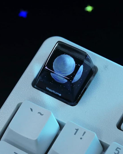Neptune Planet Artisan Keycap R1 SA Profile Custom Solar System Planets Keycaps 1U ESC Handmade Resin Gaming Galaxy Key Cap Cherry MX Switch Compatible Mechanical Keyboard Space Lover Gift