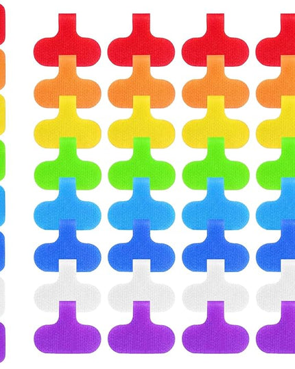32 Pieces Self-Adhesive Cable Labels Multi-Color Cord Wire Labels, Nylon Writable Cable Tags and Wire Tags for Cable Management and Identification