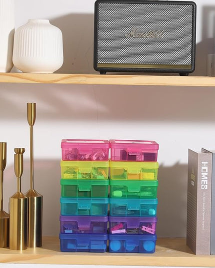 novelinks 18 Pack Small Plastic Storage Containers Color Arts & Crafts Storage Boxes & Organizers Stackable Small Containers With Lids For Organizin (Set 2)