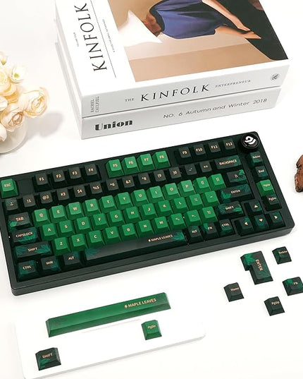 PBT Keycaps,XVX Maple Leaf Theme PBT Dye-Sub Keycaps Set, Cherry Profile Ke ycaps for 65%/75%/100% Mechanical Keyboards (Compatible with Gateron & Cherry MX Switches)