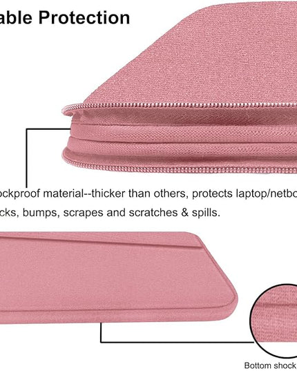 15.6 inch Laptop Case, Slim Computer Carrying Bag Protective Cover Briefcase with Front Pocket, Durable Laptop Sleeve for 15-16 Inch HP, Dell, Lenovo, Asus- Red Pink