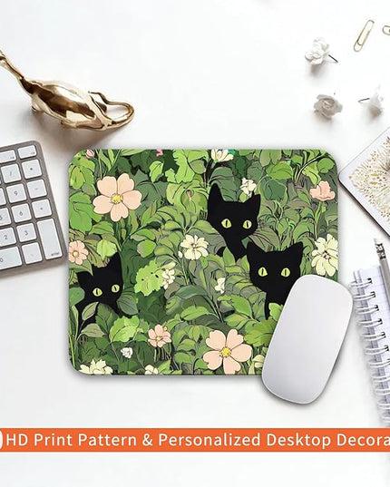 Square Mouse Pad Cute Cats,Personalized Premium-Textured Custom Mouse Mat Design,Washable Mousepad Lycra Cloth,Non-Slip Rubber Base Computer Mouse Pads for Wireless Mouse