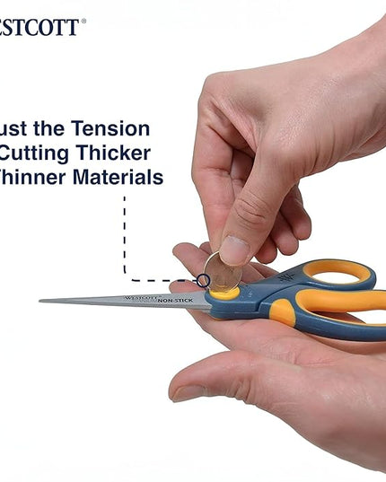 Westcott ‎17597 8-Inch Non-Stick Titanium Scissors For Office and Home, Blue/Gray, 6 Pack