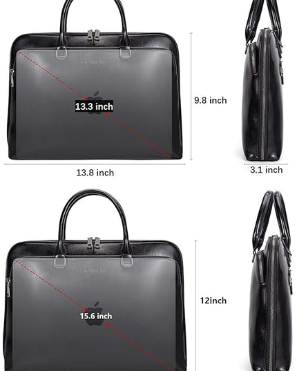 Blofinche Laptop Messenger shoulder bag: Genuine Leather work Briefcase 13.3 15.6 inch designer handbag