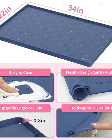 Sdpeia Under Sink Mat 34"×22" Waterproof Silicone Cabinet Liner & Sink Protector for Kitchen & Bathroom, Multi-Purpose Organizers Tray for Pets, Laundry, Cat Litter Mat