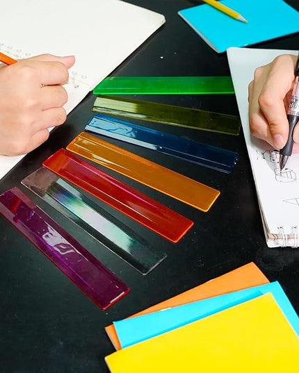 14 Packs 6 Inch Small Rulers for Kids, Plastic School Ruler with Inches and Centimeters, Assorted Colors