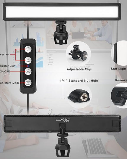 luxceo Video Conference Lighting, Zoom Light for Remote Working, Webcam Lighting for Laptop, Zoom Calls, Live Streaming, Online Class, Self Broadcasting, Video Conference Light Kit for Zoom Meeting