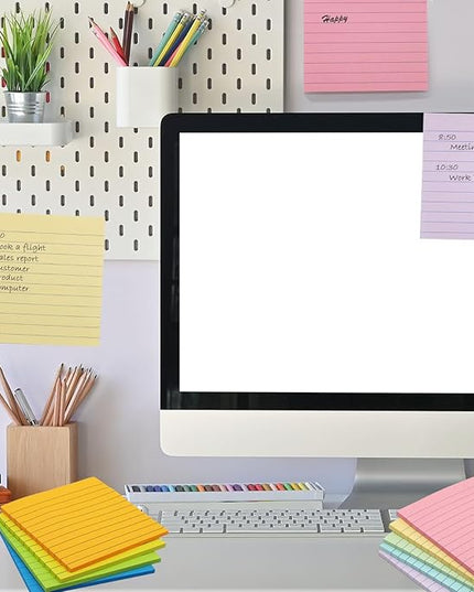 9 Pads Lined Sticky Notes 4x4 in Post, 9 Multi Colors Super Sticking Power Memo Pads, Strong Adhesive, 4x4 Sticky Notes Large Eeay for Office, School, Home Use