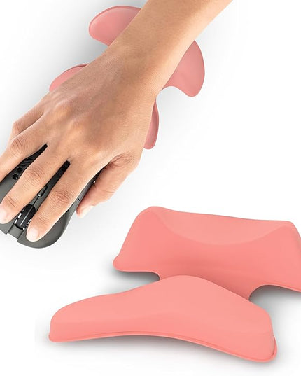 Ergonomic Mouse Wrist Rest Pad - Desk Mouse Pad Wrist Support, Smooth-Glide Curved Design, for Gaming, Office, or PC Home Use - Pink