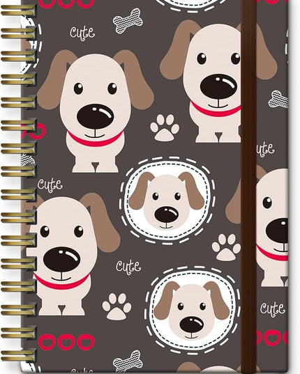 Cute Spiral Journal Notebook,A5 Hardcover Lined Journals for Women Girl 6 x 8.3 in,120 Pages Thick Paper,Cute College Ruled Writing Notebook for Gifts Office Work School (Cute puppy Dog)