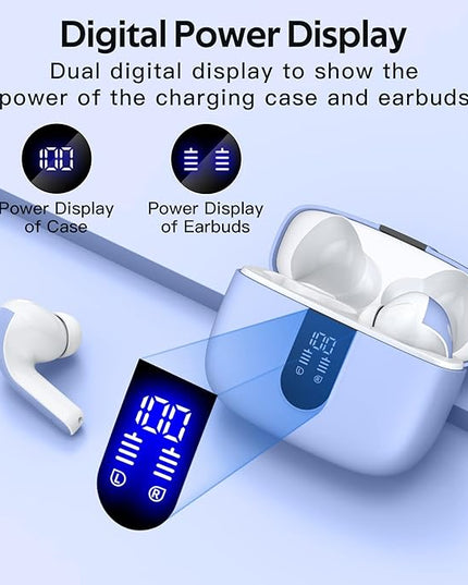 TAGRY 2 Sets X08 White and Purple Bluetooth Headphones True Wireless Earbuds 60H Playback Ear Buds with Wireless Charging Case in-Ear Earbuds with Mic