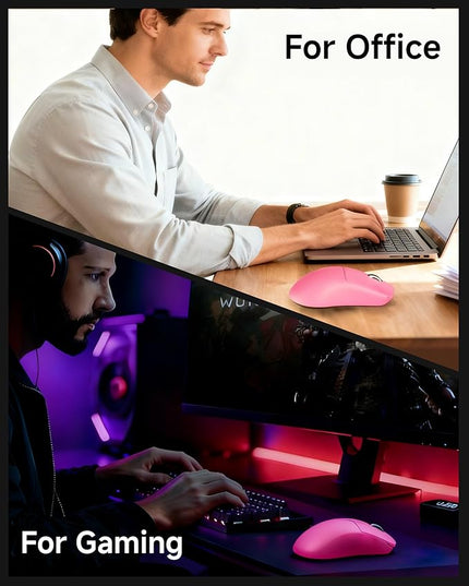 EWEADN X23Pro Wireless Gaming Mouse, PAW3311 Sensor, 49g Lightweight Mouse, 12000 DPI, 2.4G/BT5.0/USB-C Rechargeable Wireless Mouses with 6 Programmable Buttons for Laptop/PC/Mac, Pink