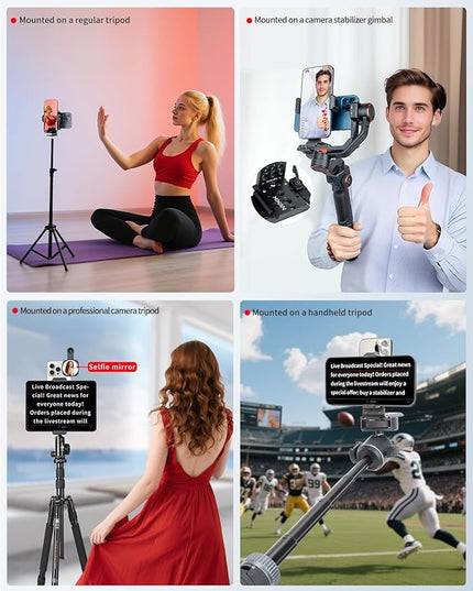 Metal Dual Device Tablet & Phone Holder Tripod Mount Adapter Set for Live Streaming and Teleprompter - Compatible with Tripods, Monopods, Selfie Sticks, Heads, Gimbals and Stabilizers