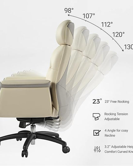 EUREKA ERGONOMIC Microfiber Leather Office Chair Ergonomic Desk Chair, Executive Chair Office Gaming Chair, Comfy Big and Tall Office Chair with Elevatable Headrest & Padded Armrests, Beige