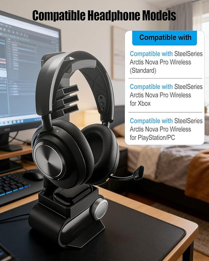 GRSVDF Headphone Stand Compatible with SteelSeries Arctis Nova Pro Wireless Headsets with Dock for Wireless Base Station