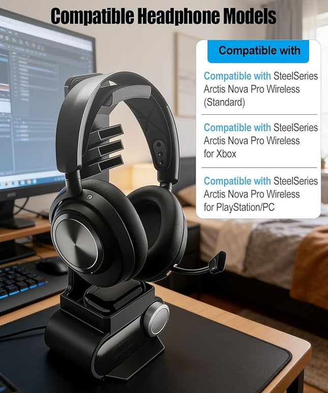 GRSVDF Headphone Stand Compatible with SteelSeries Arctis Nova Pro Wireless Headsets with Dock for Wireless Base Station