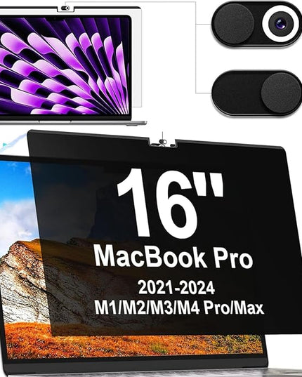 IPROKKO Privacy Screen MacBook Pro 16 Inch (2021-2025, M1, M2, M3, M4, Pro, Max), Magnetic Removable Anti Blue Light Glare Privacy Filter Compatible with Mac Pro 16In,Laptop Mac 16.2 Screen Protector