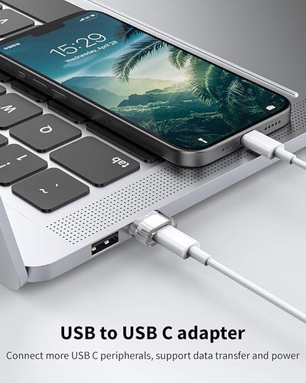 50 Packs USB A to USB Clear Adapter,USB C Female to A Male Charger Converter Compatible with Apple Watch Ultra iWatch 8 7,iPhone16 15 14 13 Pro Max Plus,iPad 9 10 Air 5 Mini 6,Car,Galaxy S23