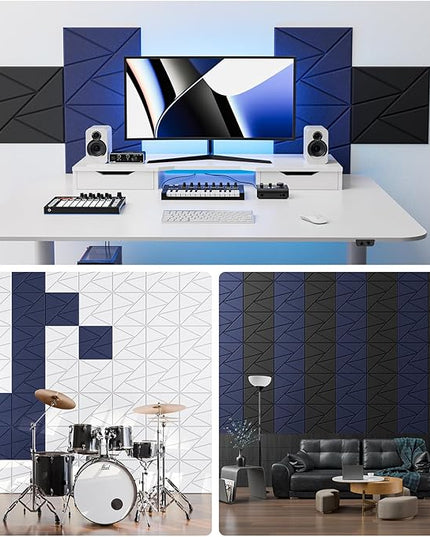 18 pack Acoustic Panels With Self-Adhesive, 12"X 12"X 0.4"Sound Proof Foam Panels, Sound Panels High Density, Soundproof Wall Panels for Home Studio Office-Blue