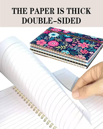 Spiral Journal Notebook, A5 Cute Notebooks for Women Men, College Ruled Hardcover Notebook for Work & Note Taking, 60 Pages Double-Wire Journals for Writing, Cute Purple Flowers