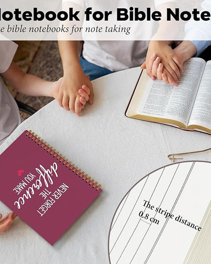 DSHFG Purple Red Notebook Journal for Women Employees Gifts, Notebooks for Work Office Supplies, Appreciation Gifts Thank You Gift, Spiral Notebook, Never Forget The Difference You Make, 5.5x8.3