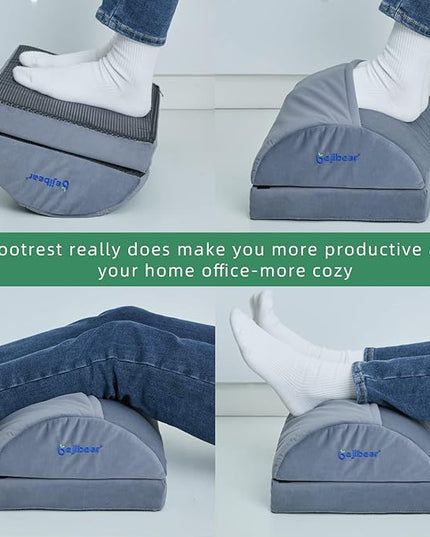 Office Foot Rest Under Desk, Adjustable Height Ergonomic Foot Stool for Comfort and Circulation, Memory Foam Footrest for Home and Work, Grey