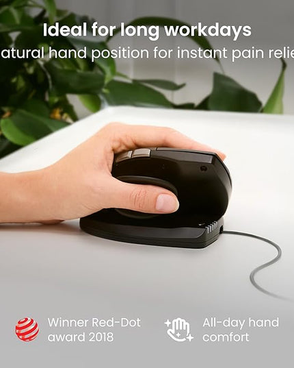 Contour Unimouse Ergonomic Vertical Mouse Adjustable 35°-70° Tilt Angle, 6 Programmable Buttons for Productivity, Customizable Thumb Rest for Wrist Pain Relief | Plug & Play Mac/PC - Wired - Left