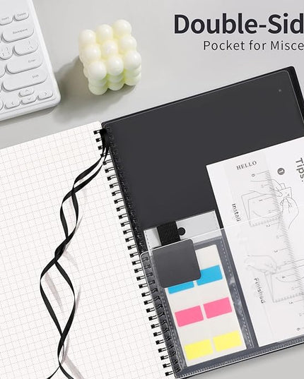 AHGXG Graph Paper Notebook - Spiral Notebook 8.5" x 11", A4 Large Graph Notebook, 100 gsm Thick Grid Paper, Waterproof Plastic Cover Journals for School Writing Engineering Math, Black