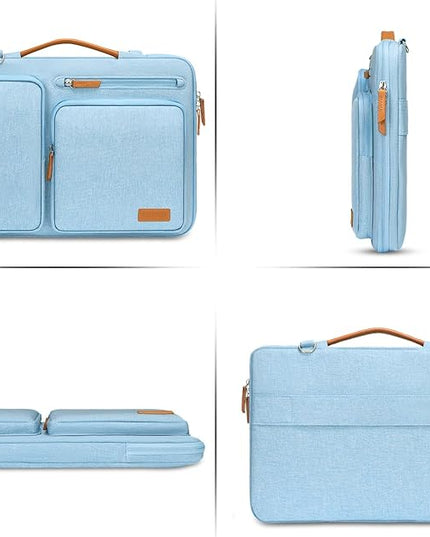 MOSISO 360 Protective Laptop Shoulder Bag,13-13.3 inch Computer Bag Compatible with MacBook, HP, Dell, Lenovo, Asus Notebook,Side Open Messenger Bag with 4 Zipper Pockets&Handle, Air Blue