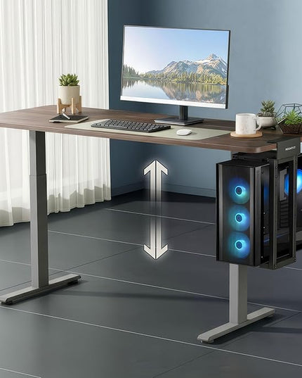 Mount-It! Under Desk PC Mount for Standing Desk, Heavy-Duty Clamp-On CPU Holder, Adjustable Computer Tower Mount for Desk, No-Drill, 66 lb Capacity, Fits Mid & Full Towers