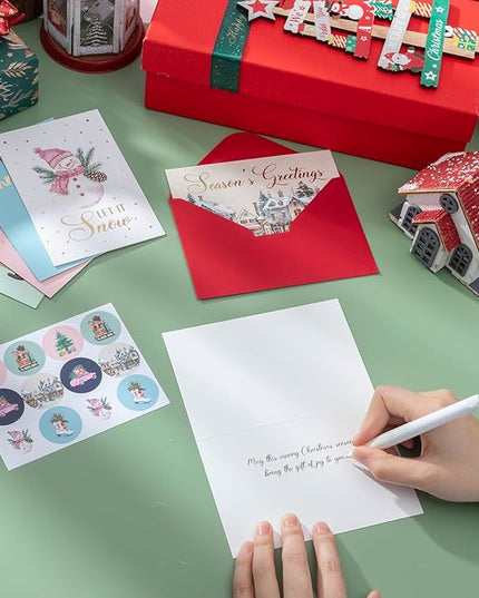 Thboxes Christmas Cards, 36 Pack Merry Christmas Cards with Envelopes & Stickers, 4x6 Inch Holiday Card, 6 Assorted Designs Greeting Card for Xmas