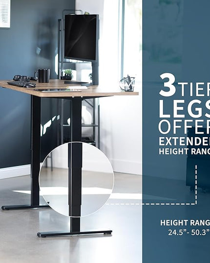 VIVO Electric 71 x 30 in Dual Motor Sit Stand Desk, Memory Height Adjustment, 2B Series, Reclaimed Wood Top Black Frame, DESK-KIT-2B7P