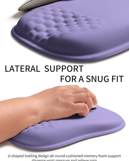 Hokafenle Ergonomic Wrist-Hugging Mouse Pad Wrist Support, U-Shaped Holding Wrist Rest Mousepad for Carpal Tunnel Pain Relief with Cushioned Memory Foam Slope Massage Bulge (10.2x8.3 in,Lavender)