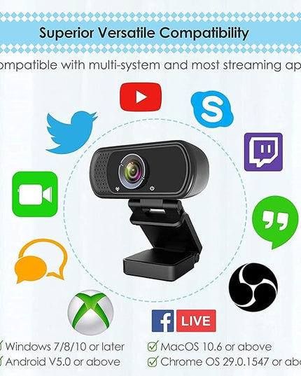 USB C Webcam for Switch 2 / PC: 1080P HD Web Cam with Mic,Computer Camera with Privacy Cover & Tripod Stand for MAC Desktop Laptop, Wide Angle Webcam Pro Streaming Web Camera for Skype/Teams/Webex